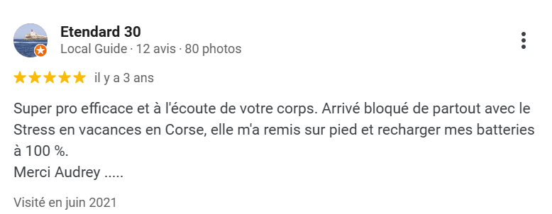 Avis Google - Ostéopathe Audrey Simoni
