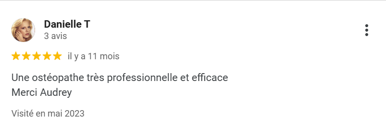 Avis Google - Ostéopathe Audrey Simoni